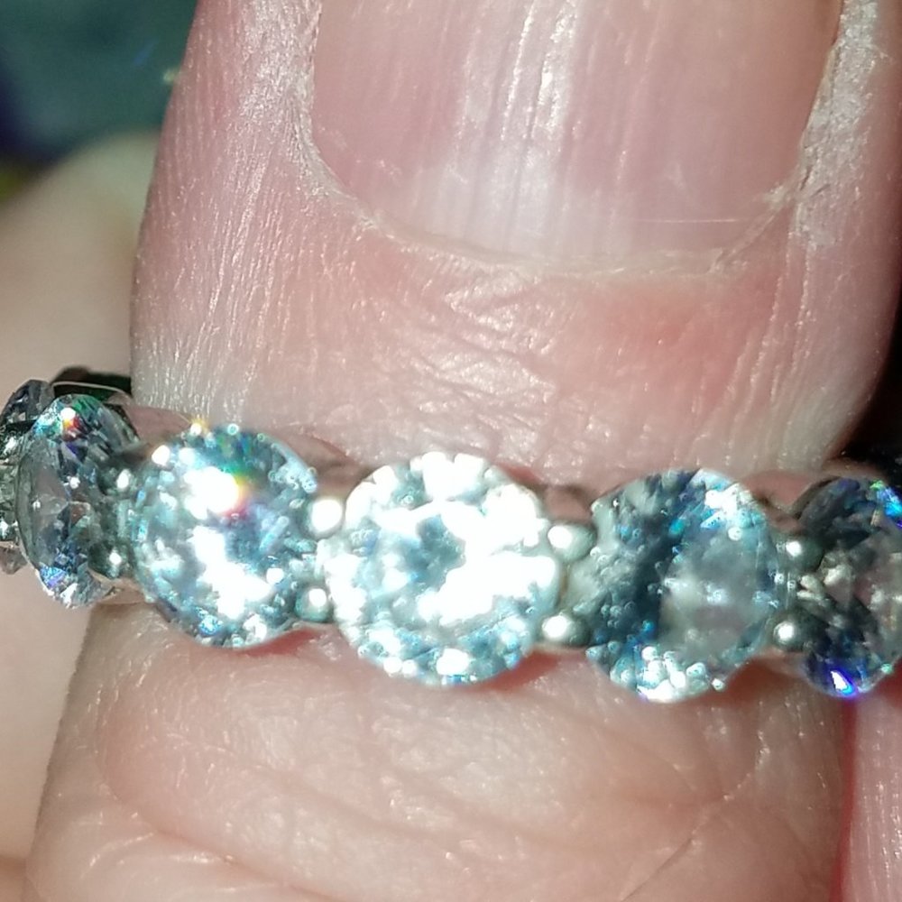 SPARKLY GLITTERY AMAZING 5mm heavy round eternity band sterling